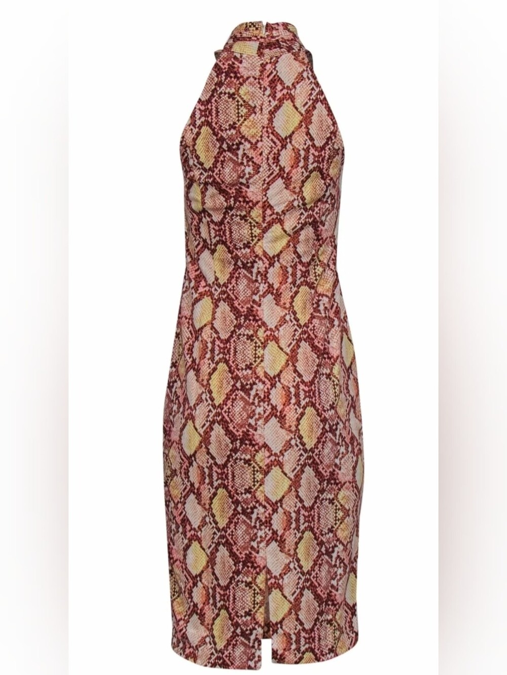 RACHEL Rachel Roy Pink and Yellow Snake-Print Halter Midi Dress